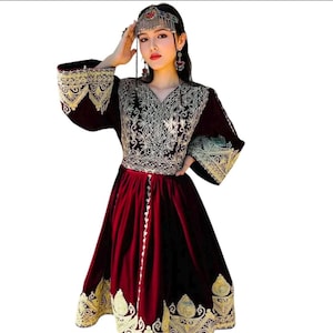 Handmade Embroidered Afghan Dress: Kuchi Tribal Wedding Outfit