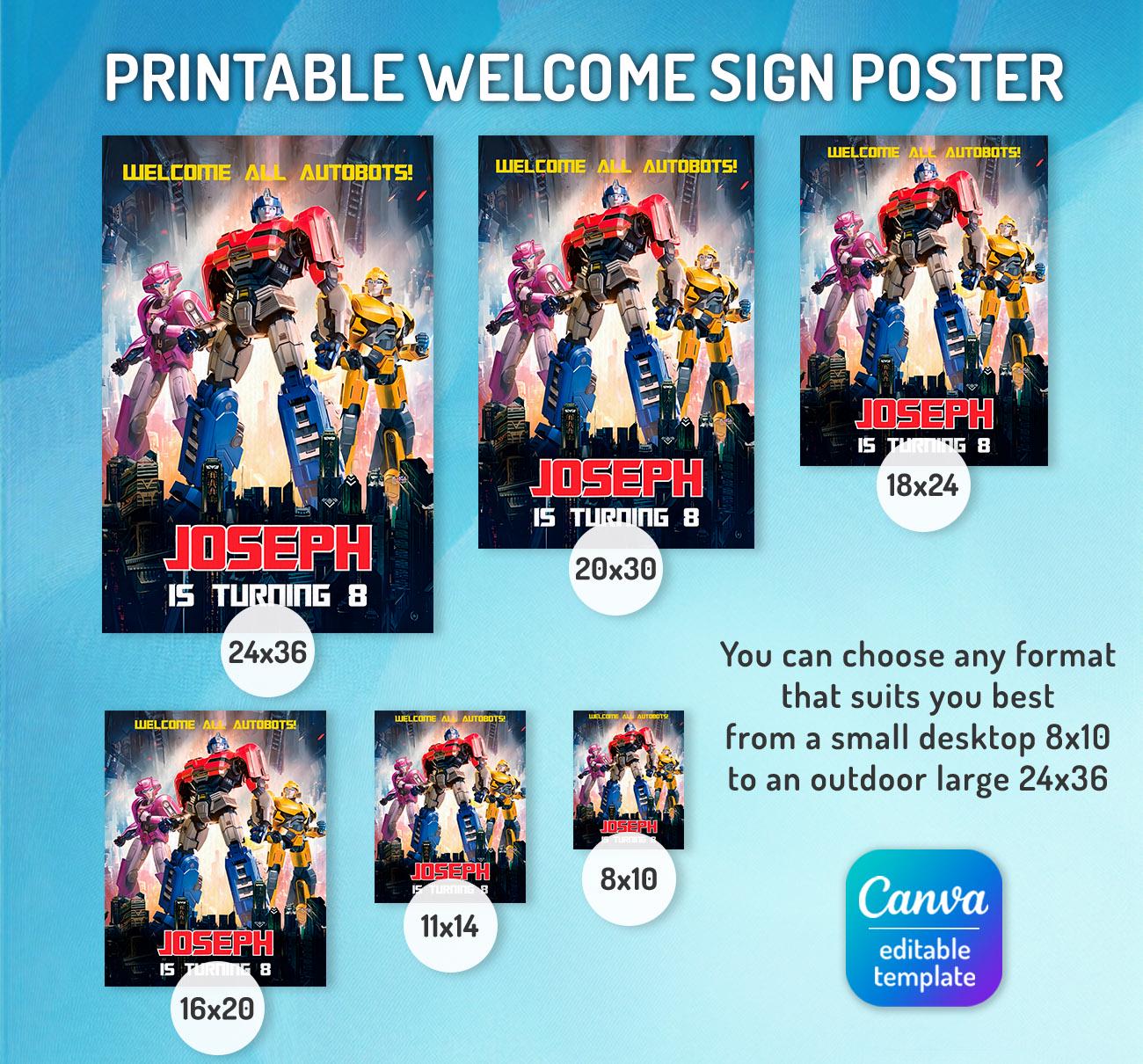 Transformers Welcome Sign In, Printable Birthday Party Rescue Bots ...