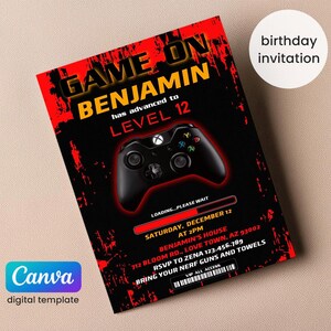 Birthday Invitation, Game invite, Gamer invitation, Boy Girl Birthday Invitation, Instant Download invite, Printable invite