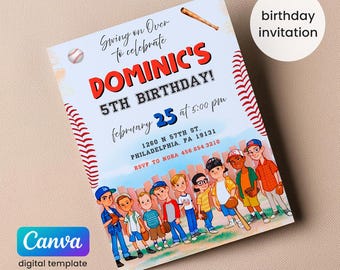Invitation de baseball, modèle d'invitation d'anniversaire de ligue nationale, invitation modifiable imprimable, recrue de l'année, invitation de sport, fête sur le terrain de sable