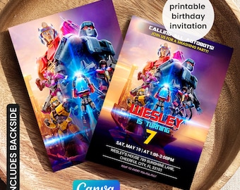 Transformers One Party Evite, invitation d'anniversaire Rescue Bots imprimable, invitation Optimus Prime, invitation de fête Autobots, invitation de bourdon