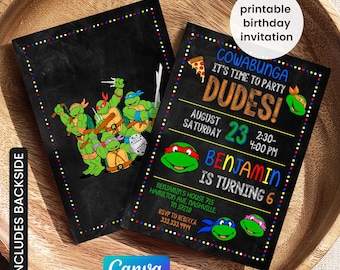 Invitation modifiable imprimable, garçon d'invitation d'anniversaire de karaté, invitation de ninja, téléchargement immédiat, modèle d'invitation d'anniversaire d'enfants de tortues