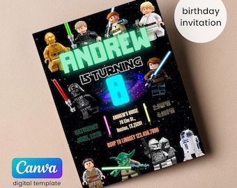 Invitation d'anniversaire imprimable, invitation d'étoile, invitation de guerres, fête d'anniversaire de dark vador, invitation de stormtrooper de téléchargement immédiat
