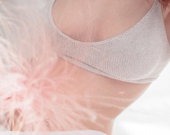 PATRÓN DE TEJIDO / El sujetador básico / Bralette de punto / Tejido a mano