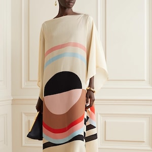 Chic Kaftan Dress Free Size - Comfortable Elegant Maxi - Great for Summer BBQs Yacht Parties Coastal Celebrations