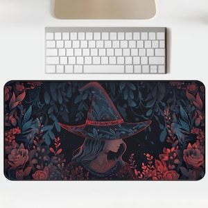 Forest Witch Desk Mat Garden Witch Desk Decor Witchy Desk Topper Fantasy Gaming Mat Extra Large Mouse Pad Nature Lovers Gift Forestcore
