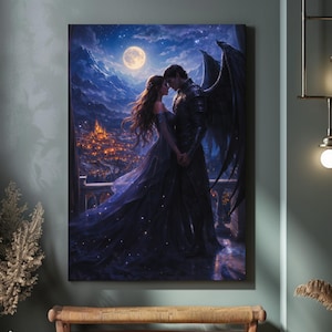 Art mural numérique Rhysand and Feyre Night Court ACOTAR, affiche imprimable Sara J Maas ACOMAF, impressions murales, impression de chambre fantastique, décoration murale livresque