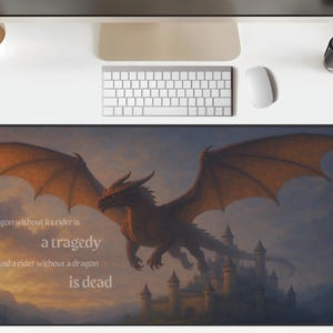 Fourth Wing Dragon Desk Mat Basgiath War College Inspired Gaming XL Mouse Pad Fantasy Dragon Desk Pad Dragon Rider Desk Decor Bookish Merch