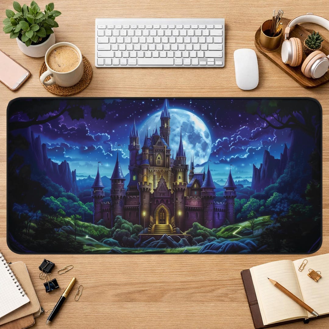 Fantasy Castle Desk Mat Moonlight Castle Desk Decor Fantasy Lover Mouse ...