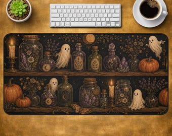 Halloween-bureaumat, heksendrankje plank muismat, donkere academische bureaumat, gotisch kantoordecor, griezelige bureauaccessoires, halloweencadeau