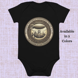 Steampunk Cat Organic Cotton Baby Bodysuit: Victorian Feline Outfit