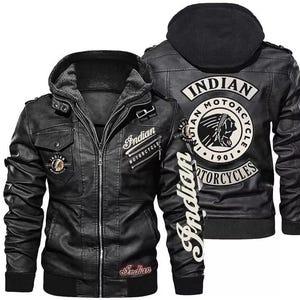 Blouson moto indien noir pour homme en cuir de vachette véritable pour motard