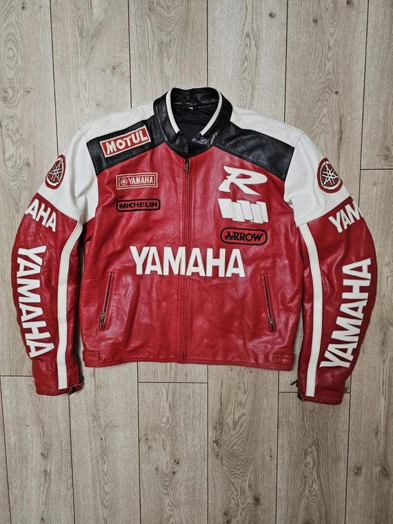 YAMAHA バイク用ジャケット ホワイト/ブラック/レッド YAMAHA ヤマハ ナイロン レーシングジャケット バイクウェア