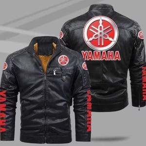 Handmade Yamaha Leather Jacket, Stylish Motorcycle Bomber Jacket for Men