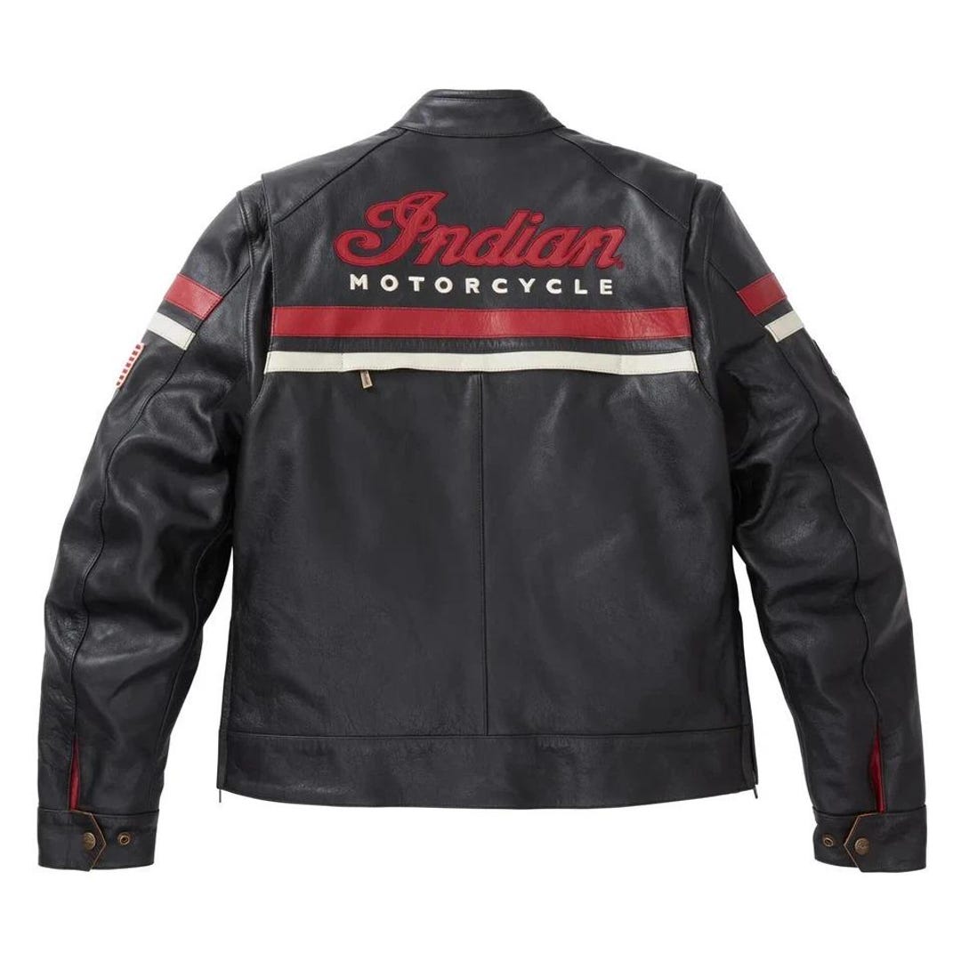 Men's Indian Black Motorcycle Freeway Jacket With Genuine Cowhide