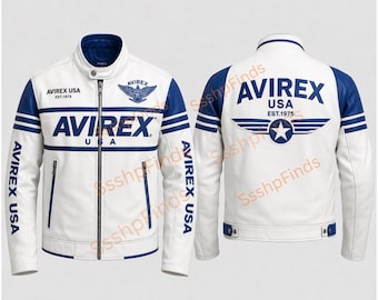 Nueva chaqueta bomber Avirex para hombre, de piel de vacuno blanca, estilo vintage, fabricada en EE. UU.