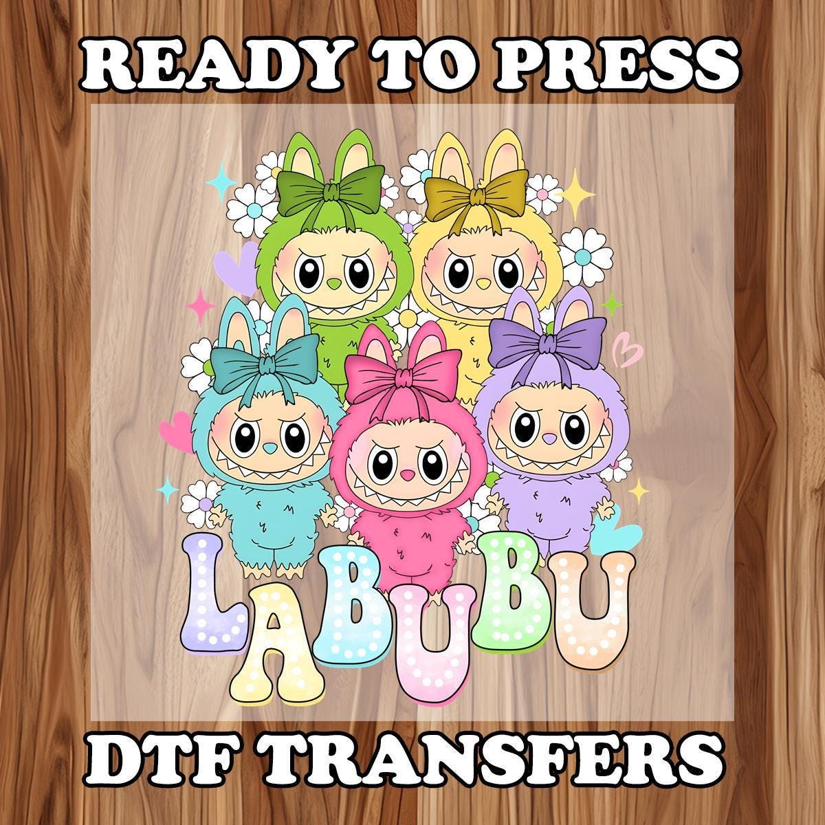 Labubu Girl Character dtf, , Easter Coquette Bow Doll For Kids Girls Ready to Press, Funny Cartoon heat press dtf,dtf transfers,