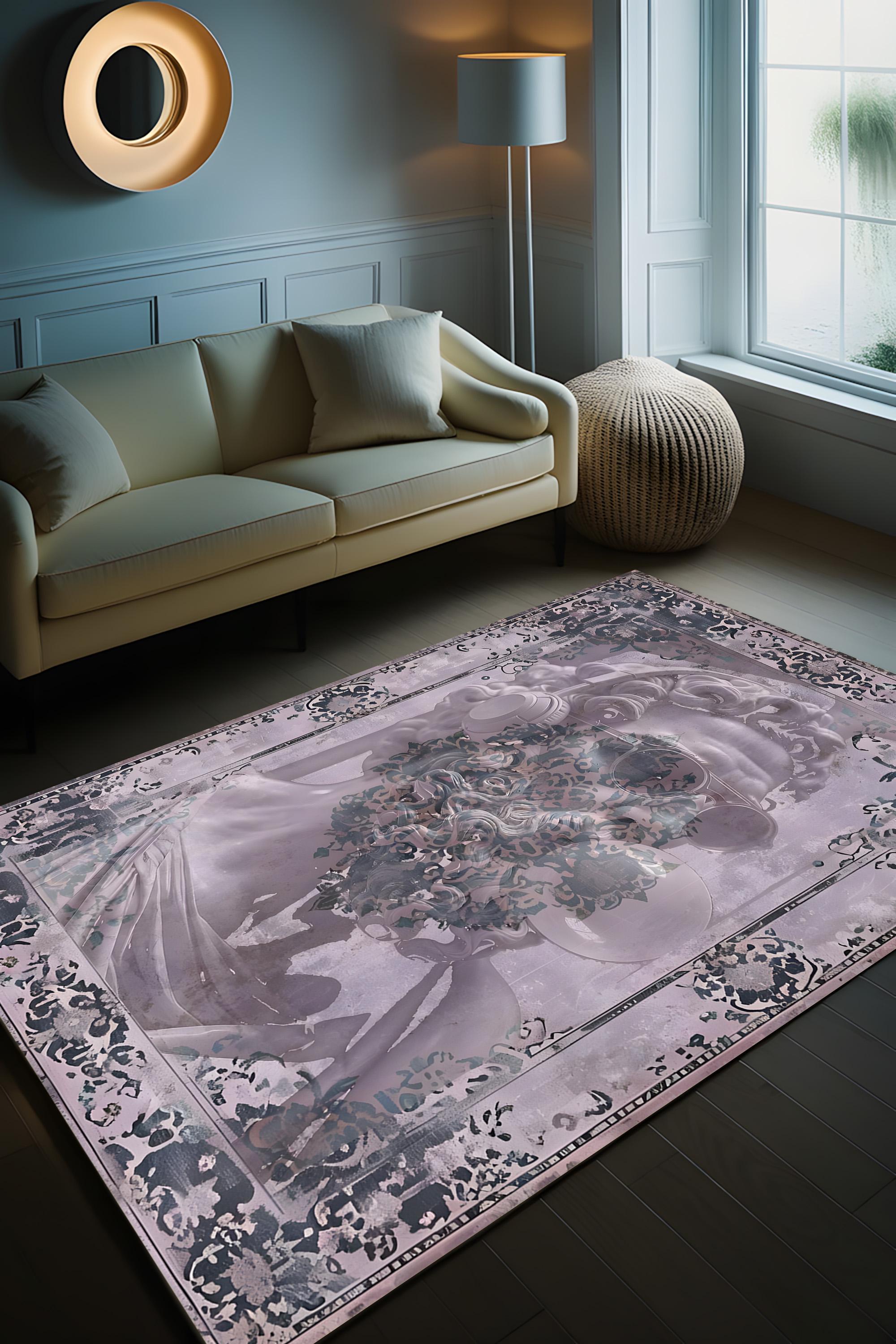 Modern Aesthetic Rug, Greek Statue Area Rug, Vintage Art Carpet ...