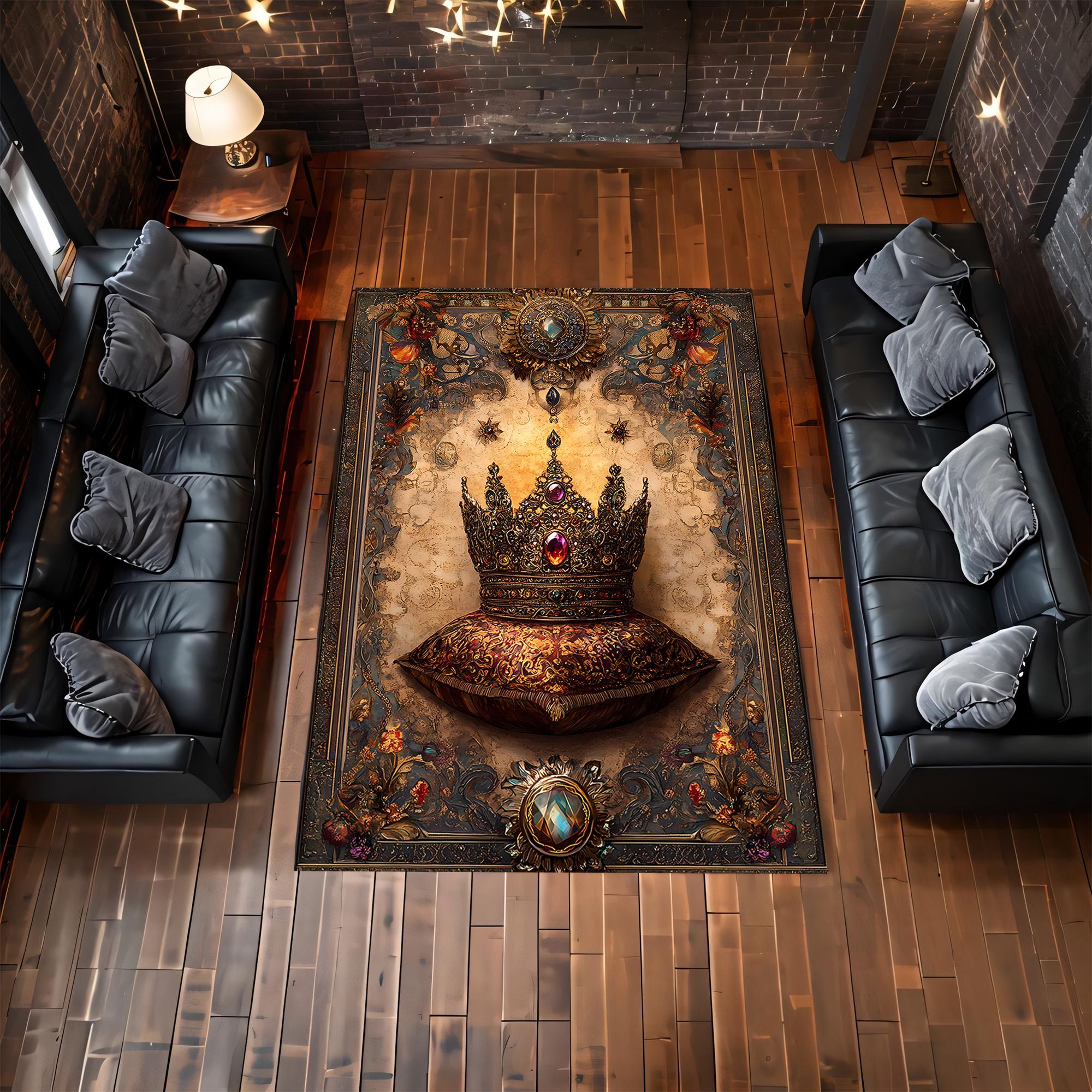 Luxury Royal Crown Area Rug, Vintage Baroque Decorative Carpet, Elegant ...