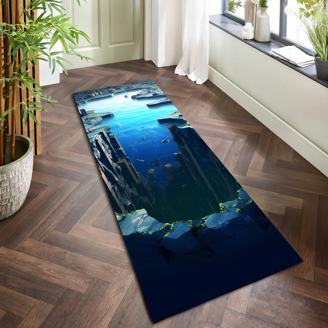 Fake Abyss Rug 3D Ocean Abyss Illusion Runner Rug, Deep Sea Fantasy Hallway Carpet for ...