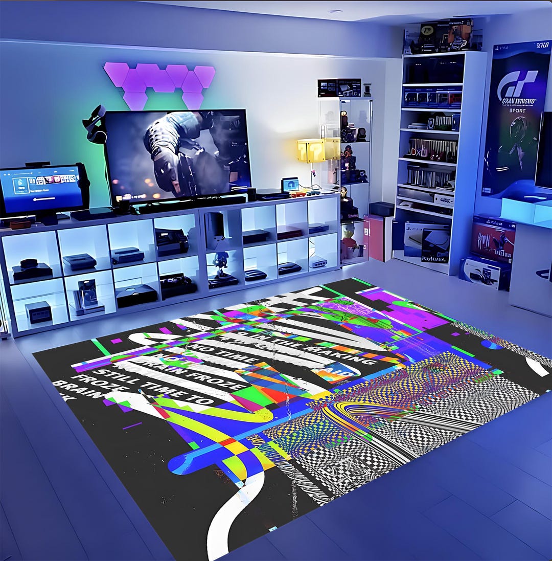 Cyperpunk Rug Glitch Art Gaming Rug, Cyberpunk Room Decor, Digital Aesthetic Carpet ...