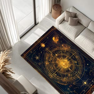 Tappeto Galassia Celeste, Tappeto Costellazione Zodiacale Astrologica, Decorazione Mappa Stellare Mistica, Tappetino Spazio Cosmico, Regalo Astronomia Boho