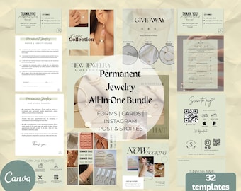 Permanent Jewelry Business Starter Kit, Editable Canva Templates, Forms & Price Lists