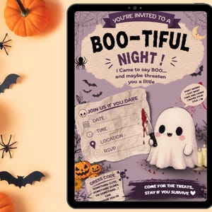 Halloween Invitation Template, Editable Canva Spooky Party Invite, Printable Halloween Card