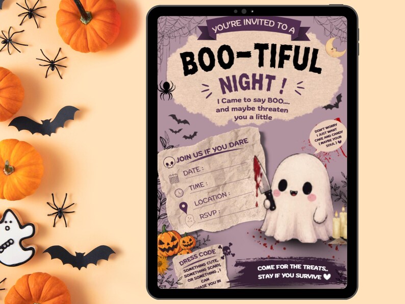 Halloween Invitation Template, Editable Canva Spooky Party Invite, Printable Halloween Card
