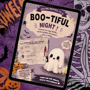 Halloween Invitation Template, Editable Canva Spooky Party Invite, Printable Halloween Card