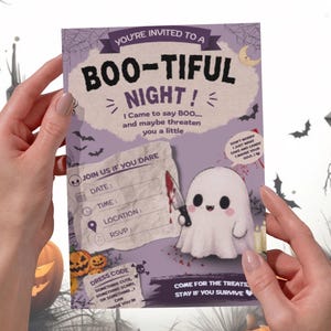 Halloween Invitation Template, Editable Canva Spooky Party Invite, Printable Halloween Card