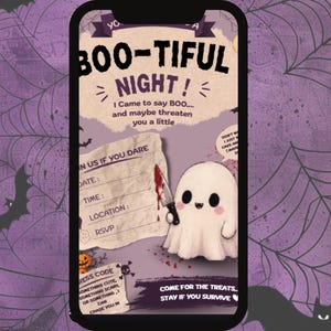 Halloween Invitation Template, Editable Canva Spooky Party Invite, Printable Halloween Card
