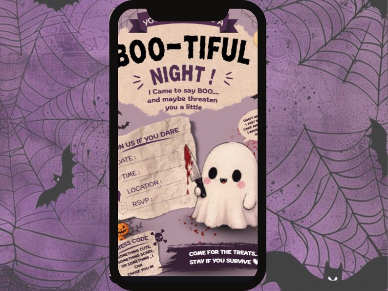 Halloween Invitation Template, Editable Canva Spooky Party Invite, Printable Halloween Card