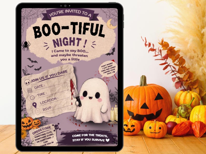 Halloween Invitation Template, Editable Canva Spooky Party Invite, Printable Halloween Card
