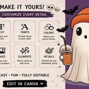 Halloween Invitation Template, Editable Canva Spooky Party Invite, Printable Halloween Card
