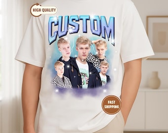 Custom Bootleg Graphic T-Shirt, Retro Airbrush Style, Personalized 90s Gift
