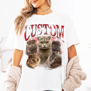 Personalisiertes Katzen Shirt, Alles Gute zum Geburtstag Geschenk, Foto Print Shirt, Personalisiertes Shirt für Männer, Unisex Shirt für Frauen