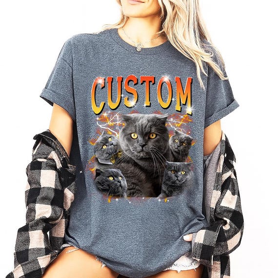 Custom Cat Photo T-shirt – Personalized Comfort Colors Tee - UK