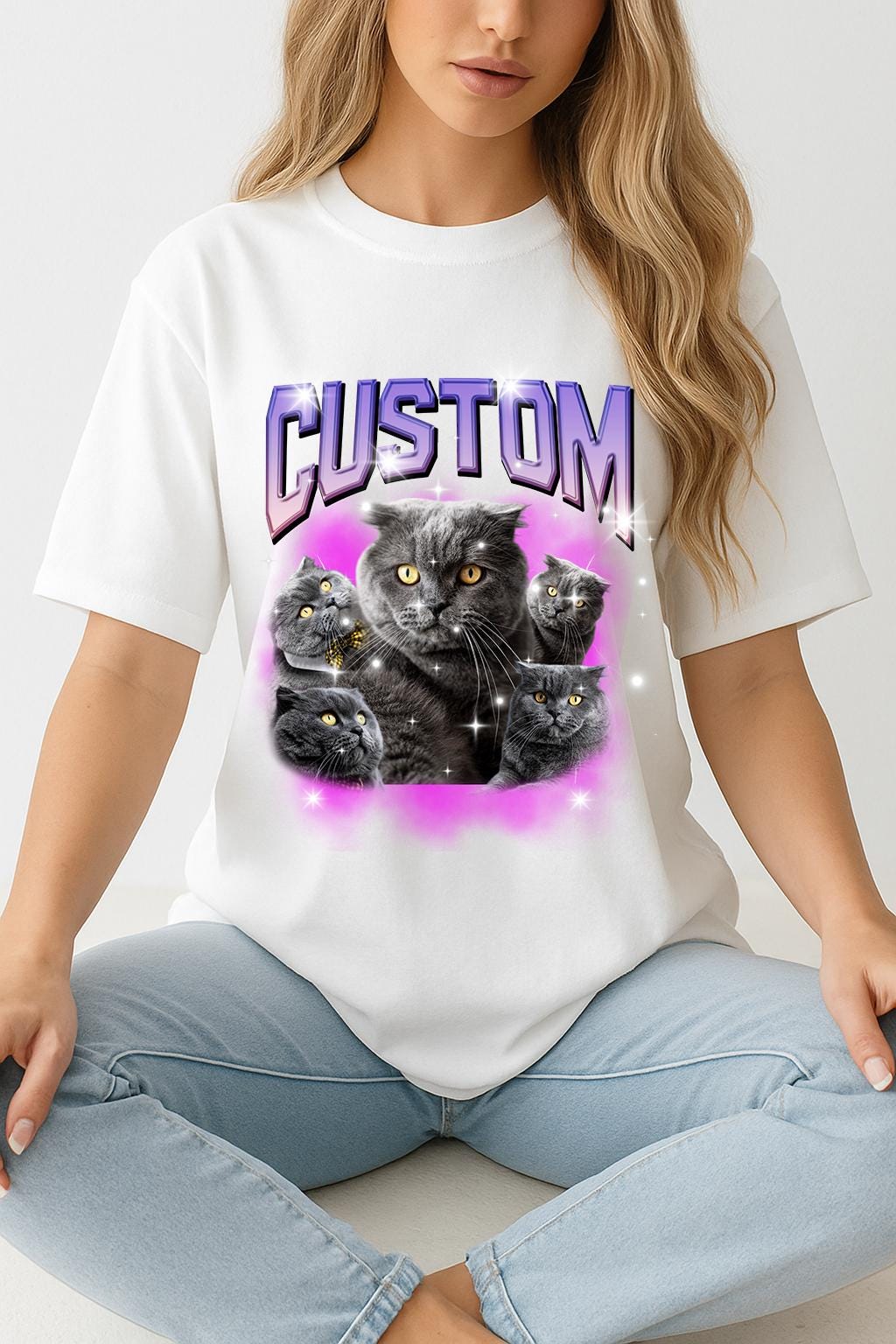 Custom Cat Photo T-shirt – Personalized Comfort Colors Tee - UK