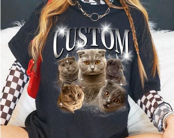 Custom Pet Photo T-Shirt, Personalized Cat Name Shirt, Christmas Gift