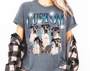 Custom 90s Bootleg Rap Dog Tee, Personalized Pet Gift