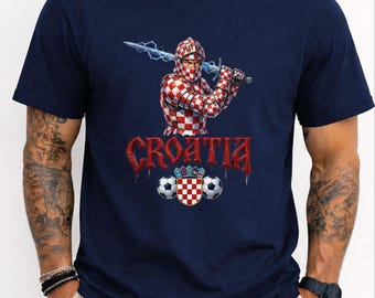 Croatia Football Shirt Checkered Knight Soccer Tee Balkan Graphic Clothing Vatreni Supporter Apparel Euro Fan Gift National Crest Jersey
