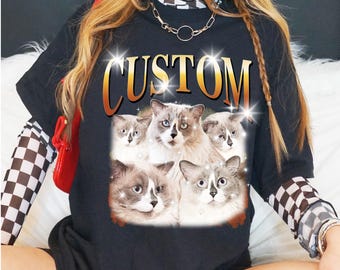 Custom Cat Photo T-Shirt, Personalized Pet Design