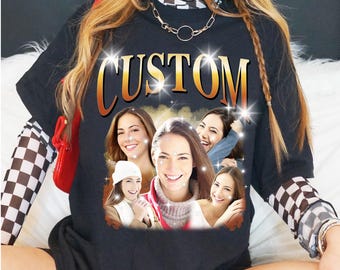 Camiseta con foto personalizada, camiseta gráfica retro de los 90