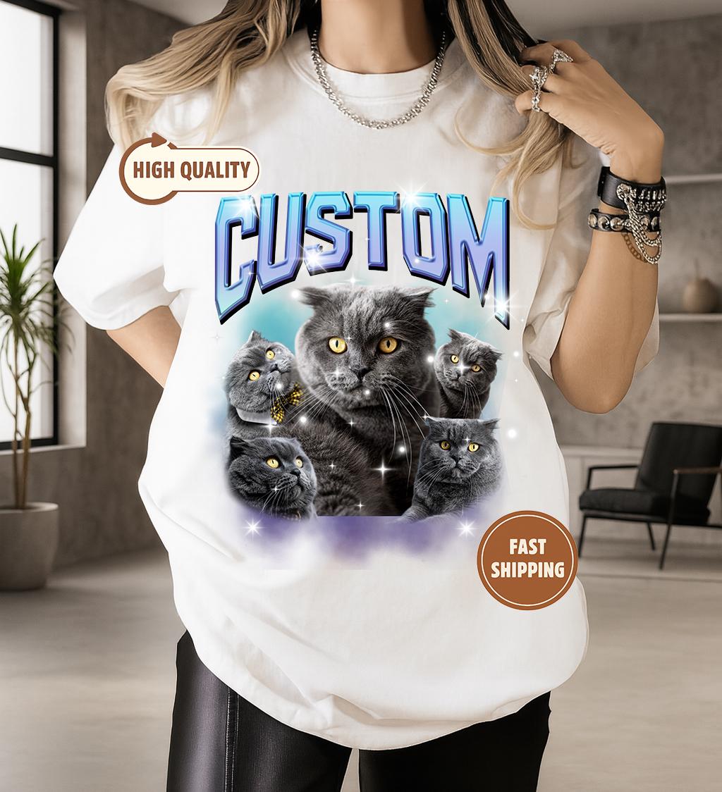 Custom Cat Photo T-shirt – Personalized Comfort Colors Tee - UK