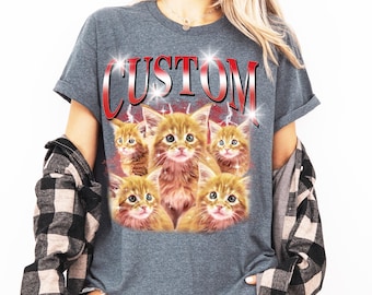 Custom Cat Face T-Shirt, Personalized Graphic Tee
