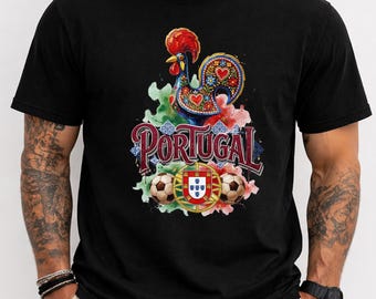 Portugal Football Shirt Galo de Barcelos Tee Portugal Soccer Fan Jersey Rooster Crest T-Shirt Lisbon Football Team Gift Portuguese Apparel