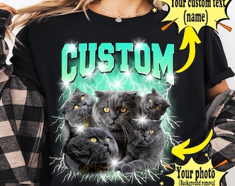 Camiseta personalizada con foto de mascota, camiseta pirata personalizada para amantes de los gatos