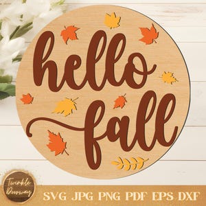 Hello Fall Door Sign SVG: Laser Cut Autumn Decor (Digital Download)