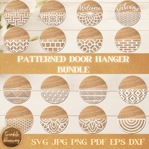 Patterned Door Hanger Bundle, Digital Download, Laser Cut Files, Glowforge SVG, Cricut Files, Farmhouse Decor, Porch Sign, Door Hanger Craft